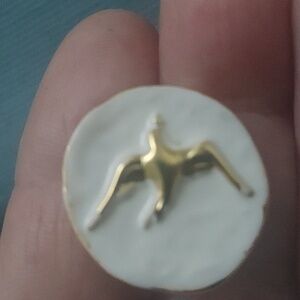 Schiaparelli White Enamel over brass Dove Brooch buttons